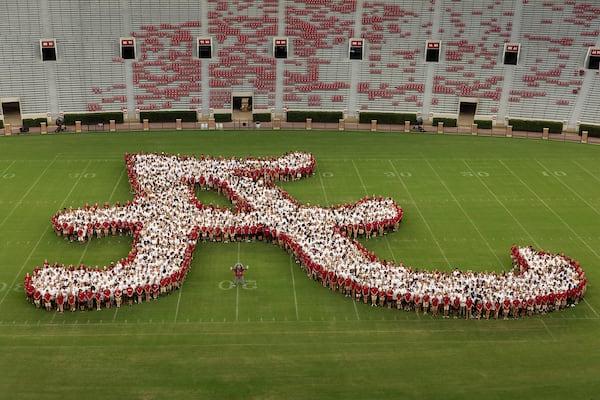 The ceremonial script a formed by the new freshman class